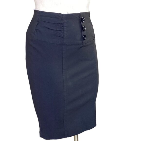 Stretch Ruched Pencil Skirt Sz 5 Black by Sensational Collection #143H - Picture 2 of 7